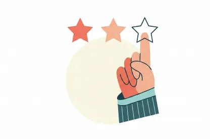 An illustration of a finger pointing to a star rating